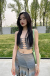 RUI segment dyeing lit low -waist short skirt RSS23KN05 dawn yellow and blue gradient